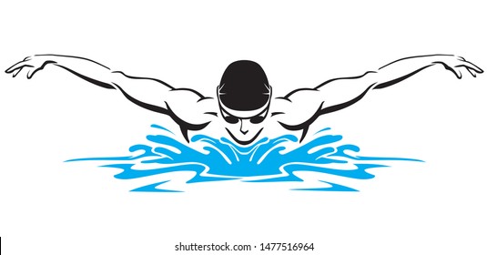 Butterfly Swimmer Athlete Front View