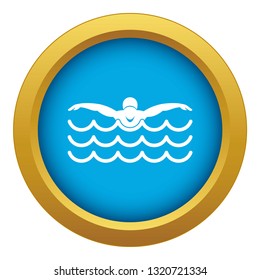 Butterfly swimmer icon blue vector isolated on white background for any design