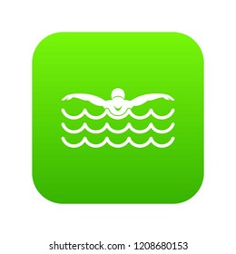 Butterfly swimmer icon digital green for any design isolated on white vector illustration