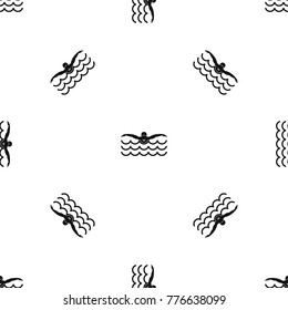Butterfly swimmer pattern repeat seamless in black color for any design. Vector geometric illustration