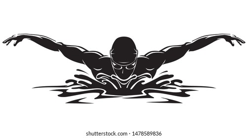 Butterfly Swimming Icon, Athlete Silhouette - Shutterstock ID 1478589836