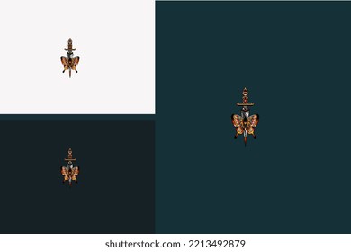 butterfly and sword vector illustration design