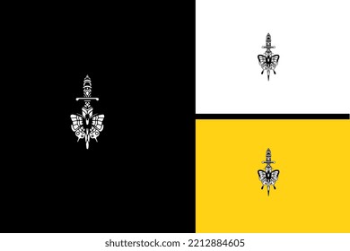 butterfly and sword vector line art design