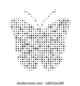 The butterfly symbol filled with black dots. Vector illustration on white background