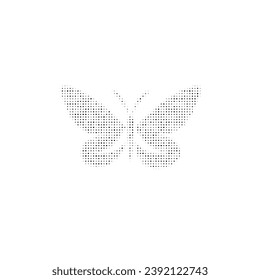 The butterfly symbol filled with black dots. Pointillism style. Vector illustration on white background
