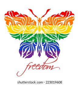 Butterfly - a symbol of freedom, love and creativity. Vector. 
