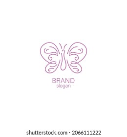 butterfly symbol logo concept. simple form line art concept. Can be used for boutique logos, product brand logos, etc