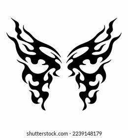 Butterfly Symbol Logo on White Background. Tribal Stencil Tattoo Design Concept. Flat Vector Illustration.