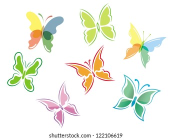 Butterfly symbols logo and icons set. Vector illustration