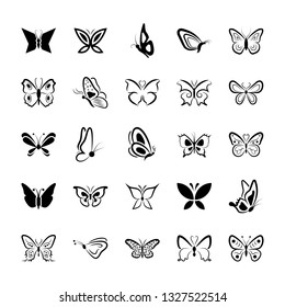 Butterfly Symbols Vector Icons 