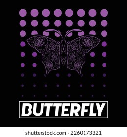 butterfly t shirt design streetwear vector