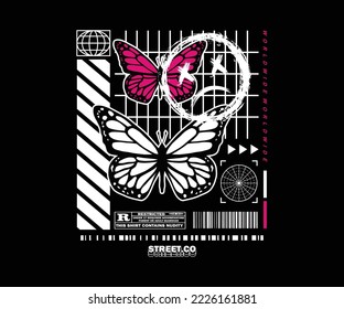 Butterfly t shirt design, vector graphic, typographic poster or tshirts street wear and urban