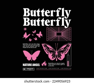  butterfly t shirt design, vector graphic, typographic poster or tshirts street wear and Urban style