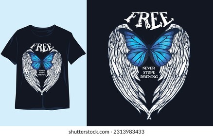 Diseño de camisetas de mariposa, gráfico vectorial, afiche tipográfico o camisetas de uso callejero y urbano