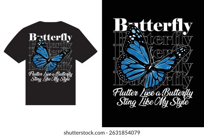 Butterfly t shirt design, vector graphic, for typographic poster or tshirts street wear and urban style Pro Vector t shirt desing.