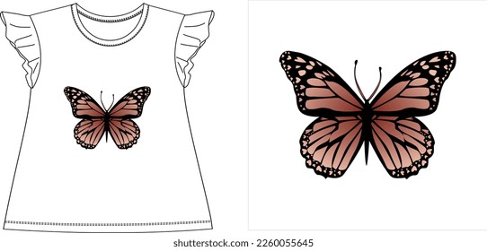 Butterfly t shirt graphic design vector illustration \ 