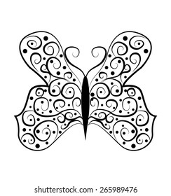 Butterfly tatoo abstract on white background