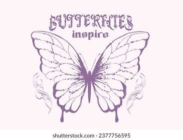 butterfly butterfly Tattoo art 1990s, 2000s. Y2k stickers. Butterfly, barbed wire, fire, flame, chain, heart and other elements in trendy psychedelic style. Vector hand drawn tattoo print. Black and w