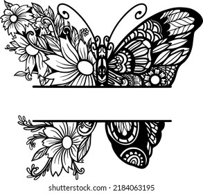 Butterfly tattoo design line art doodle art hand drawn