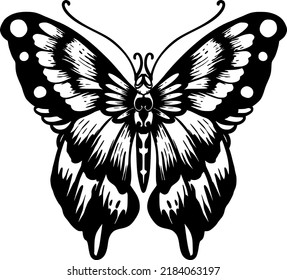 Butterfly tattoo design line art doodle art hand drawn