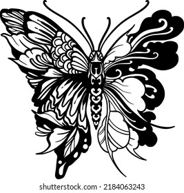 Tatuaje de mariposa línea de diseño arte doodle arte dibujado a mano