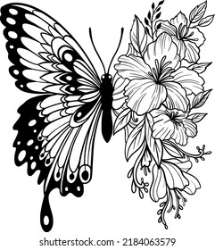 butterfly tattoo designs handrawn line art