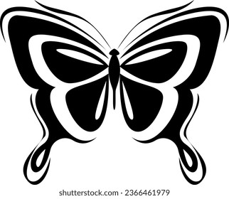Butterfly tattoo, tattoo illustration, vector on a white background.