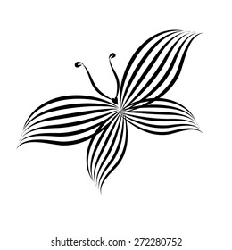 butterfly tattoo of lines. Vector