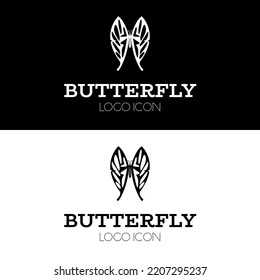 Butterfly tattoo and logo design with abstract leaf twig wing silhouette concept