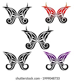 Butterfly tattoo set. Vector illustration decorative design