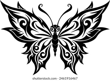 A butterfly tattoo silhouette black vector artwork illustration