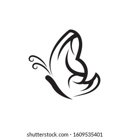 Butterfly tattoo tribal simple design vector. Logo butterfly silhouette vector isolated on white background.