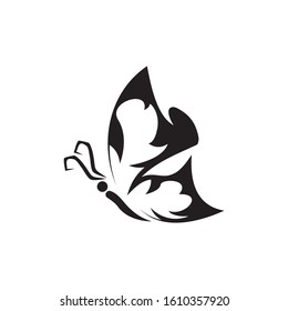 Butterfly tattoo tribal simple design vector. Logo butterfly silhouette vector isolated on white background.