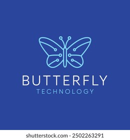 Butterfly Tech Logo Technology Vector Design