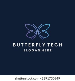 Butterfly tech Logo Template Design Vector, Emblem, Design Concept .