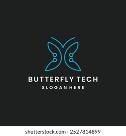 Butterfly tech logo template vector illustration design