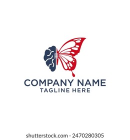 butterfly and technology brain logo