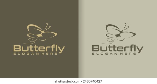 butterfly technology logo design with linear line concept