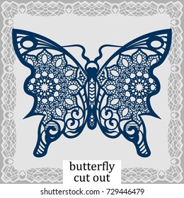 Butterfly - a template for laser cutting. Design element for a wedding, romantic meeting or greeting card.  Can be used as a decorative element in the construction, in the windows. Vector.