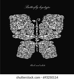 Butterfly template on black, logo design