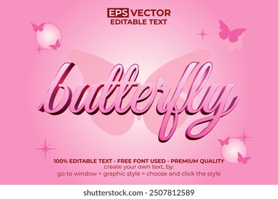 Butterfly Text Effect Pink Style.