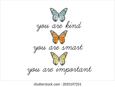 butterfly and text hand drawn design