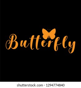 butterfly text logo design vector illustration 