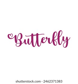 butterfly text on white background.