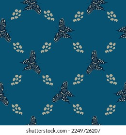 Butterfly and texture, seamless pattern. Vector design for paper, fabric and other surface