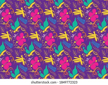 Butterfly theme vector pattern with matching and bright colors