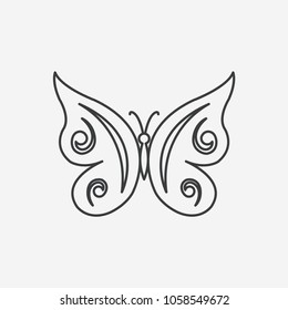 Butterfly thin line icon. Black outline butterfly sign isolated on white background. Vector butterfly illustration.