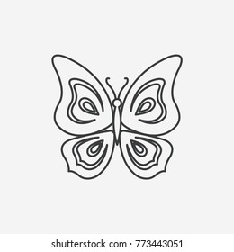 Butterfly thin line icon. Black outline butterfly sign isolated on white background. Vector butterfly illustration.