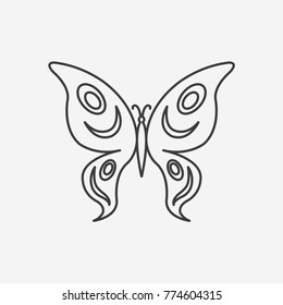 Butterfly thin line icon. Black outline butterfly sign isolated on white background. Vector butterfly illustration.