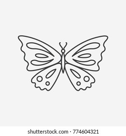 Butterfly thin line icon. Black outline butterfly sign isolated on white background. Vector butterfly illustration.